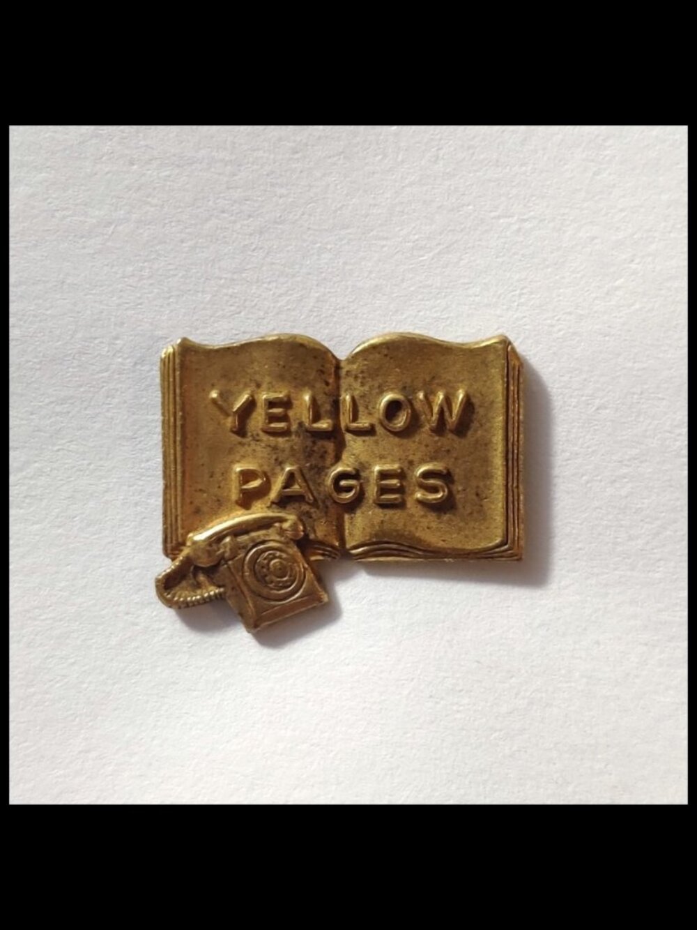 Yellow Pages Salesman's Advertising Lapel Pin-Telephone Book & Rotary Dial Phone